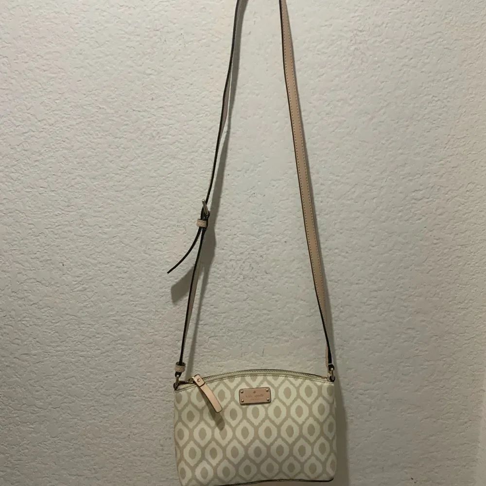 Kate Spade New York Crossbody Purse Small White Tan sturdy  Bag